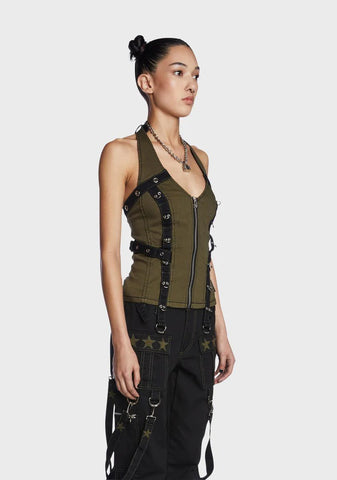 Army Multi Eyelet Corset Top