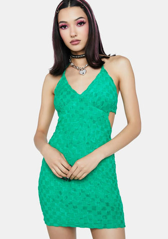 Green Checkered Mini Dress