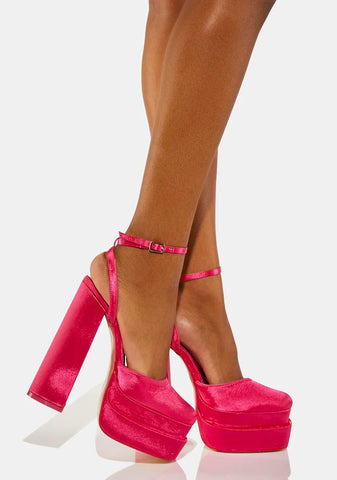 Pink Satin Moonchild Platform Heels