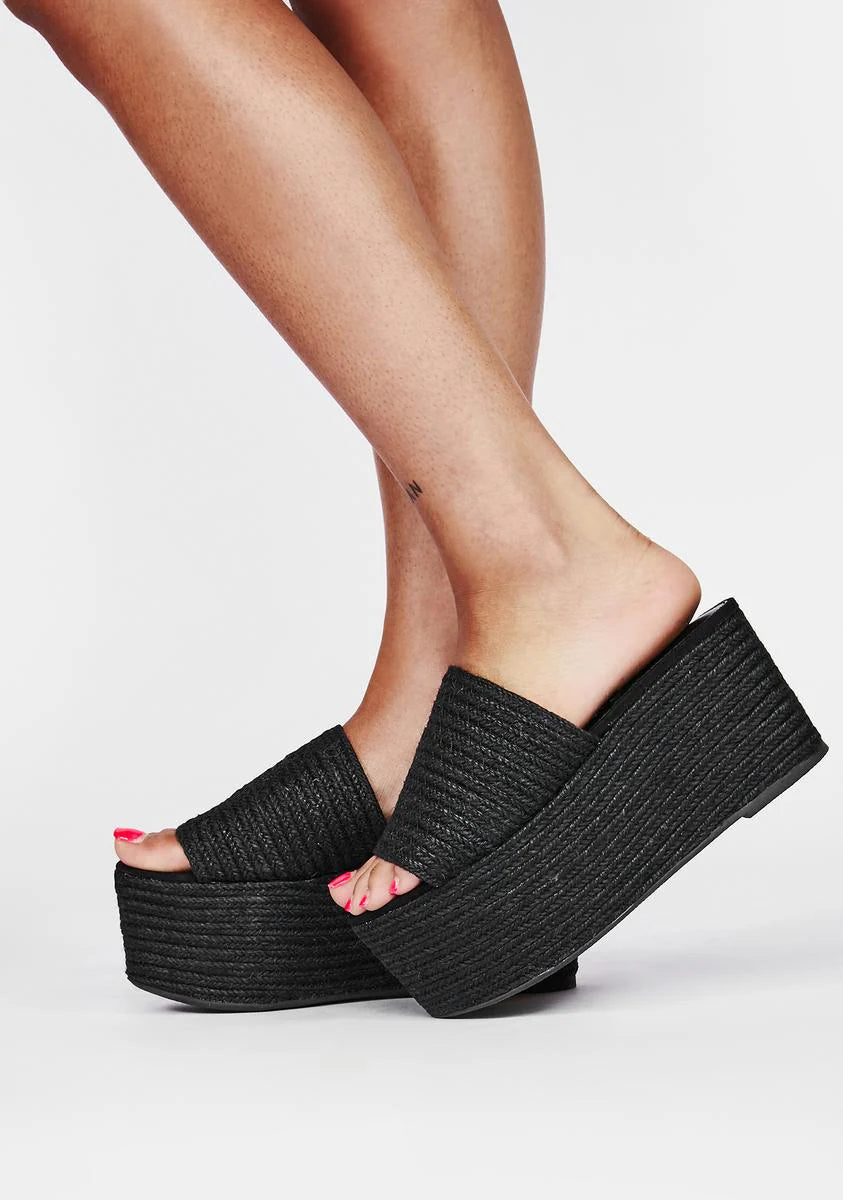 Black Wafa Platform Sandals