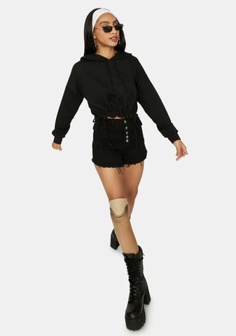 Dark Beach Player Terry Hoodie Top