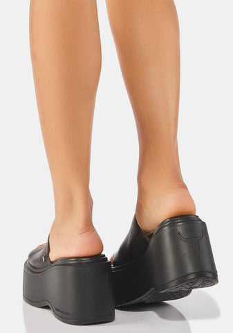 Abandon Black Leather Sandals