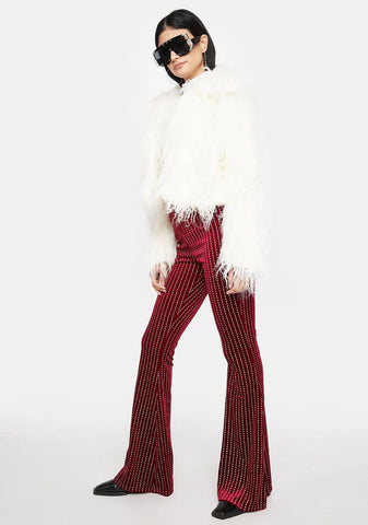 Wine New Life Glitter Flare Pants