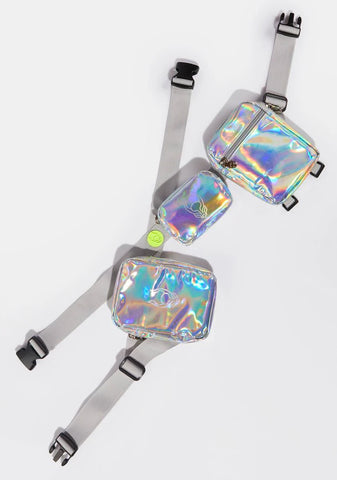 Silver Holographic Cross Belt Bag