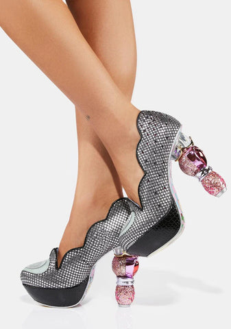 Black Charming Heart Heels