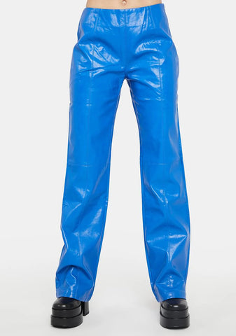 Blue Bran Vegan Leather Pants
