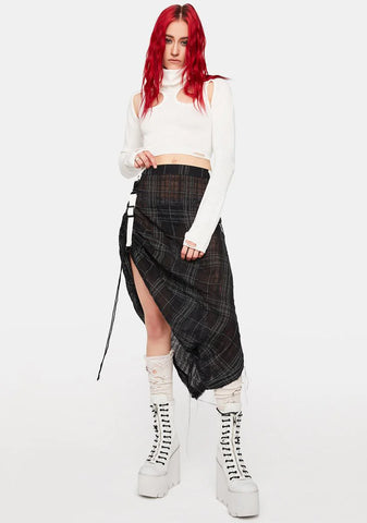 Distortion Off White Knit Cutout Turtleneck Top