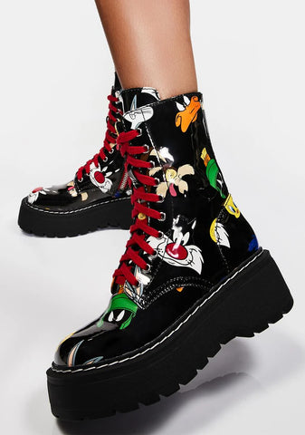 Tooning In Printed Combat Boots