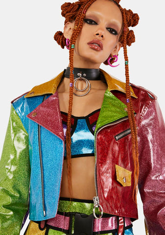 Rainbow Runner Glitter Moto Jacket