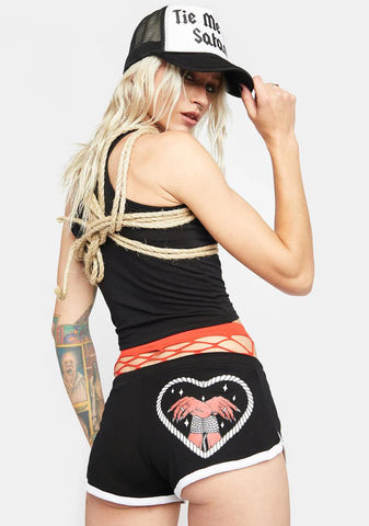 Tie Me Up Satan Dolphin Booty Shorts