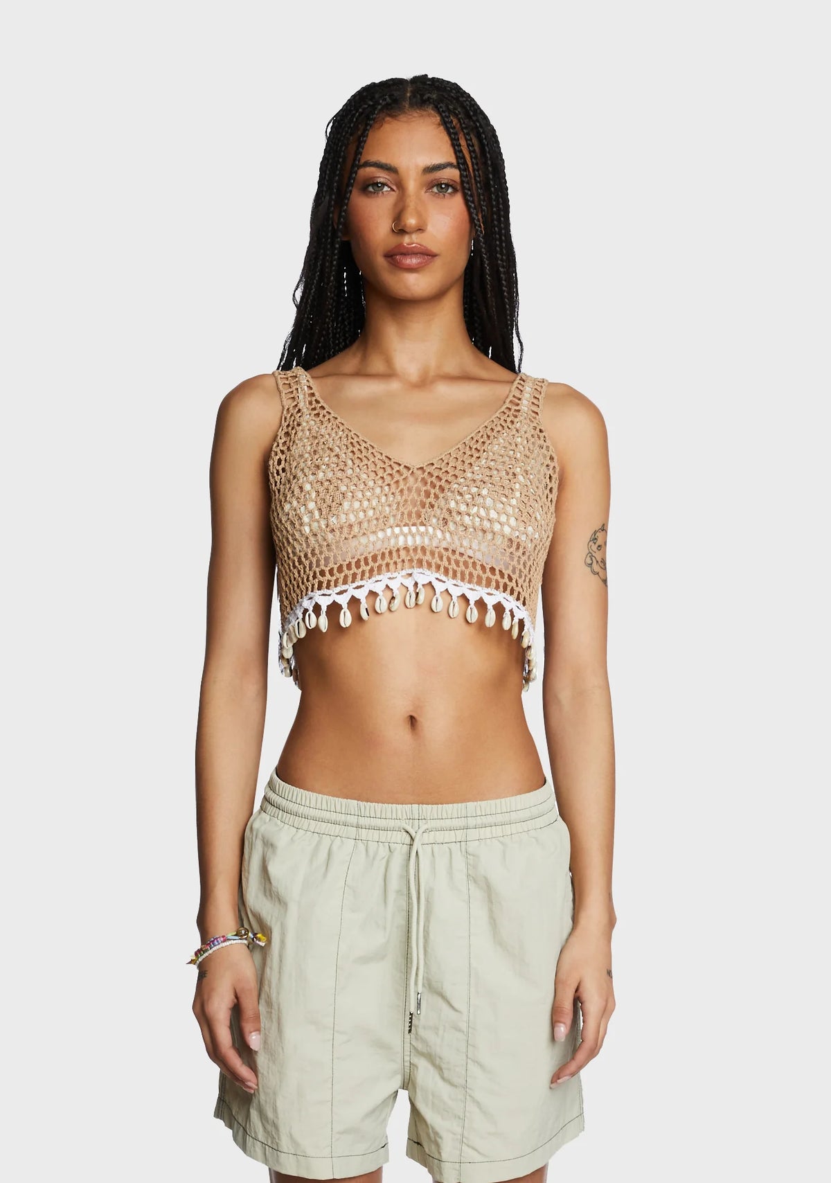 Unstoppable Beauty Crochet Top - Tan