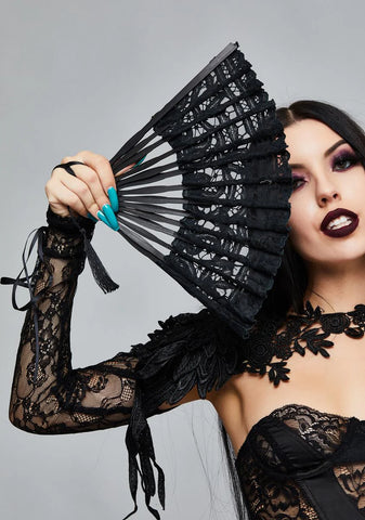Black Gothic Lace Fan