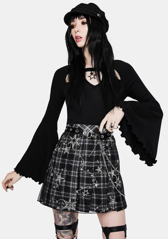 Plaid Distressed Mini Skirt