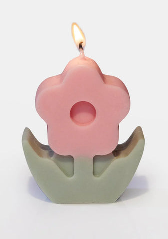 Pink Flower Candle