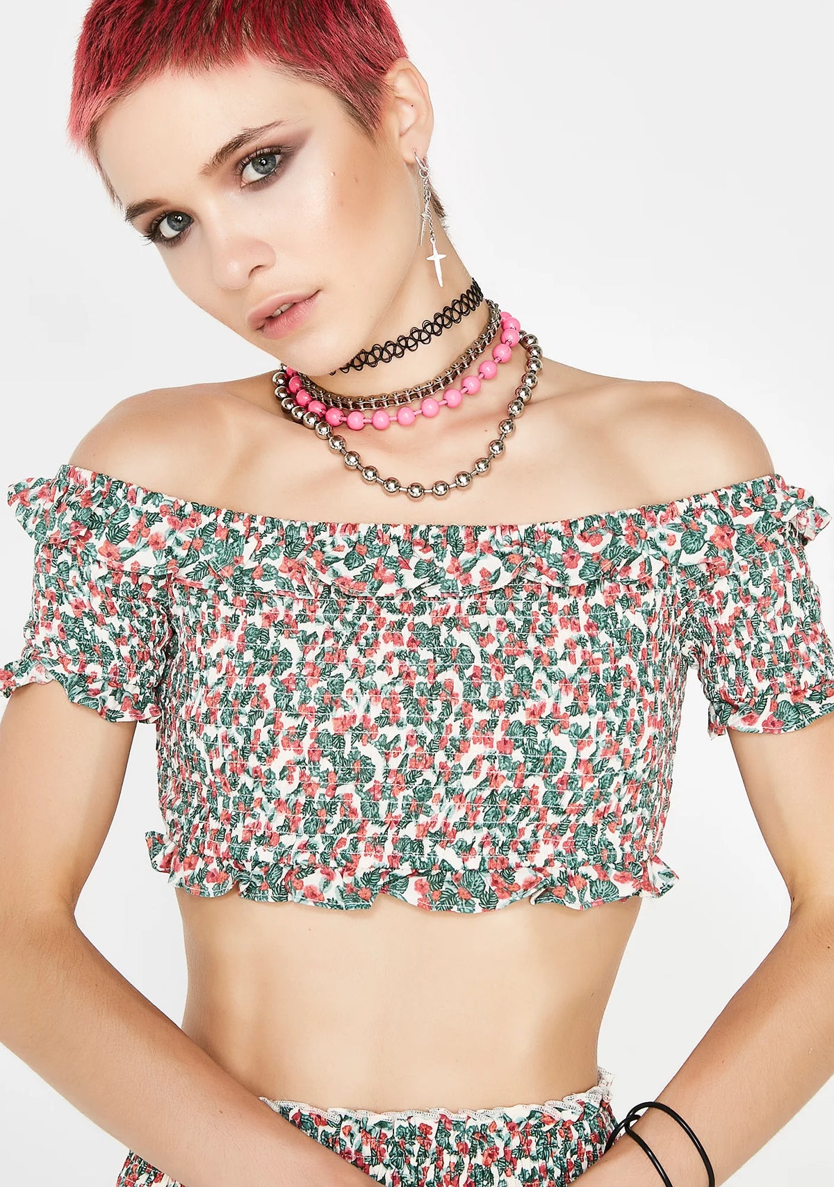 Romantic Love Smocked Crop Top
