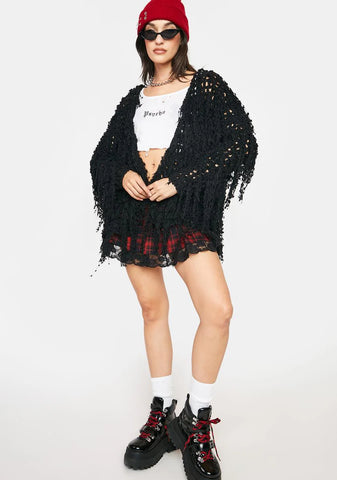 Noir Acknowledge It Crochet Cardigan