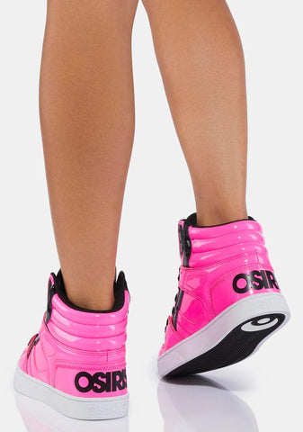 Neon Pink Clone High Top Sneakers