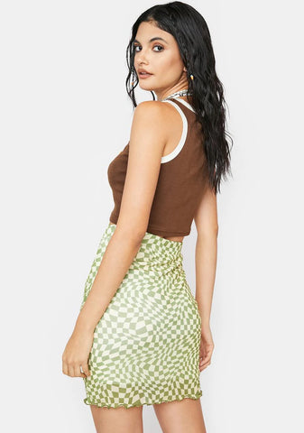 Sophia Mesh Checkered Skirt