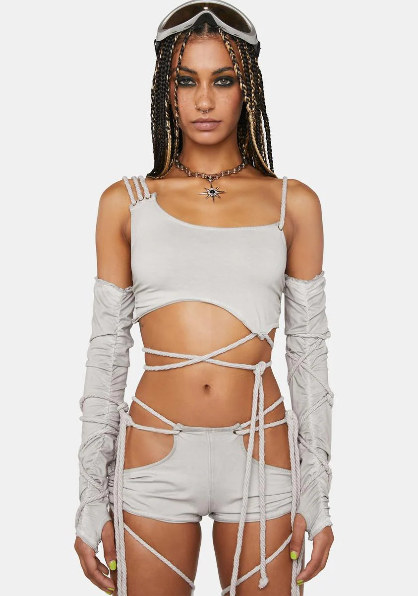 Compression Rope Crop Top & Gloves Set