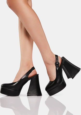 Black Conversing Platform Heels