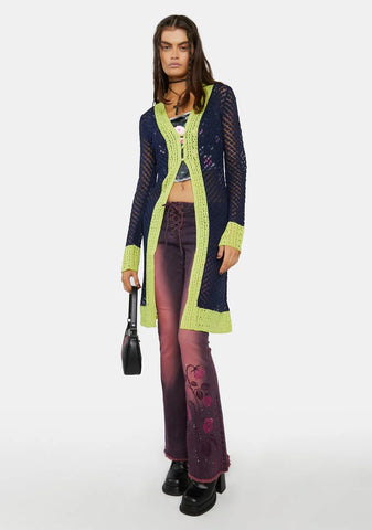 Navy Free Spirit Crochet Duster