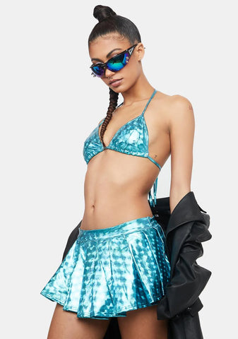 Azure Nova Girl Metallic Skort Set