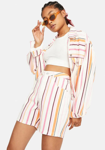 Carnival Kiss Striped Boyfriend Shorts