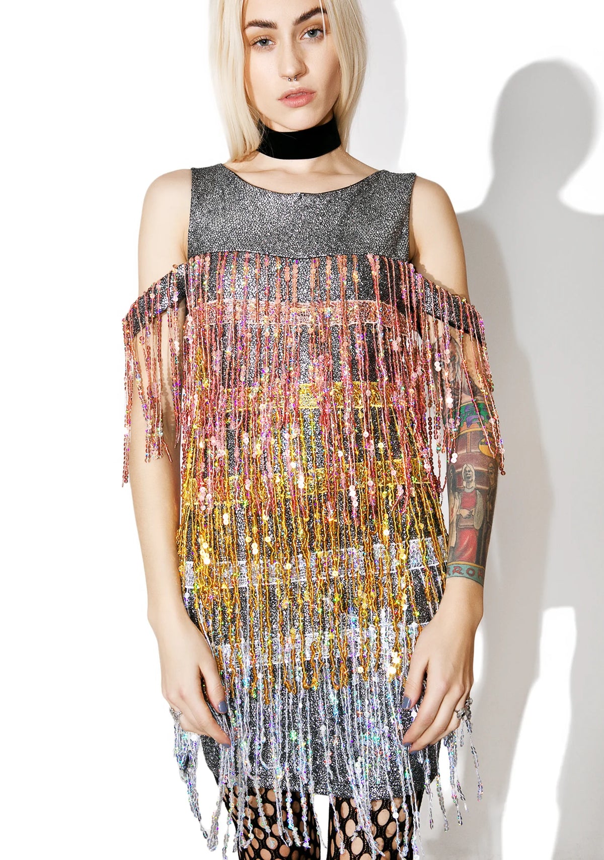 Sequin Fringe Mini Dress