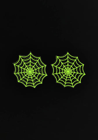 Blacklight Spider Web Glitter Pasties