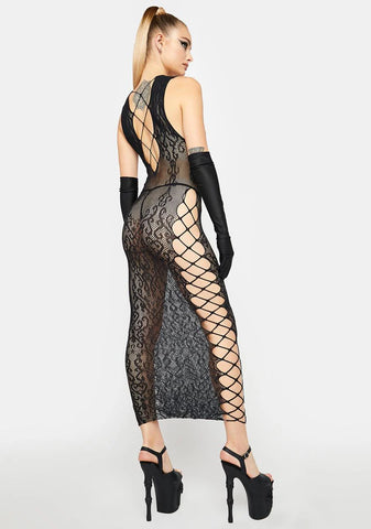 Fallen For You Fishnet Maxi Dress