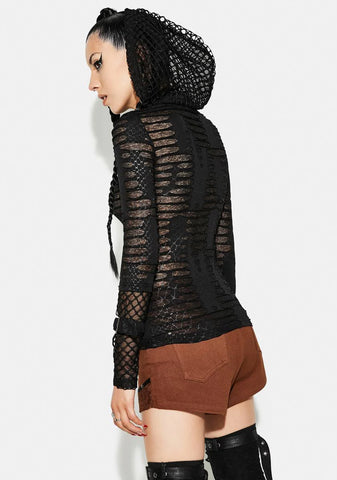 Night City Sheer Hoodie Top