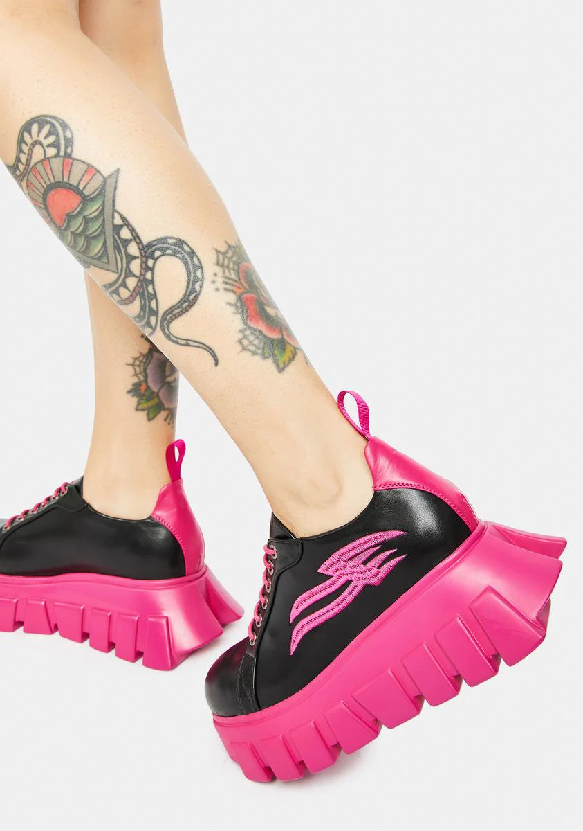 Hot Pink Markings Platform Sneakers