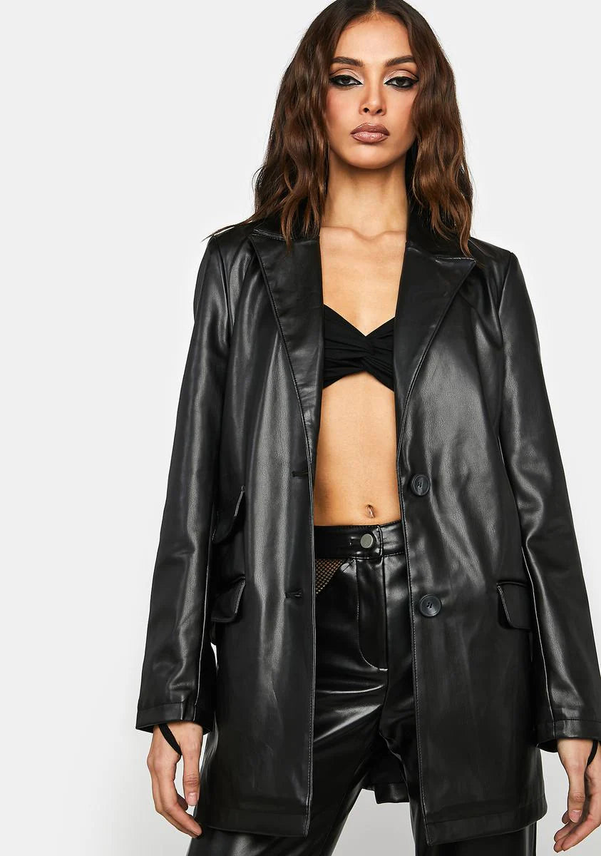 Vegan Leather Blazer