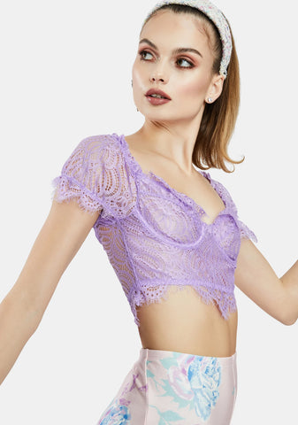 Lilac Sweetie Pie Lace Bustier Crop Top