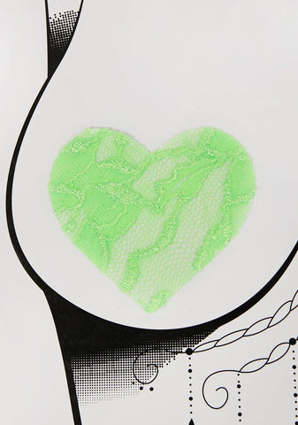 Neon Green Lace Heart Pasties