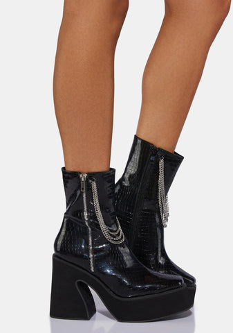 Arnor Heeled Croc Chain Boots