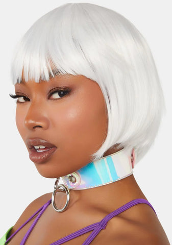 White Bob Wig With Bangs
