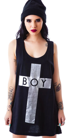 x BOY London Boy Cross Oversized Tank - Black