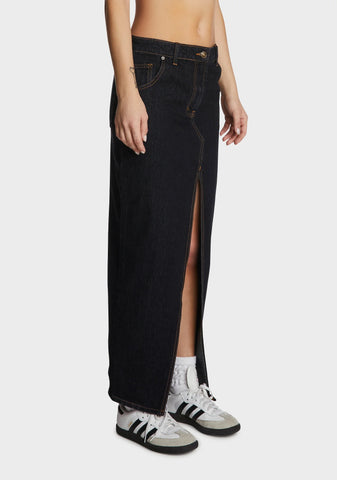 Split Midi Skirt - Dark Denim