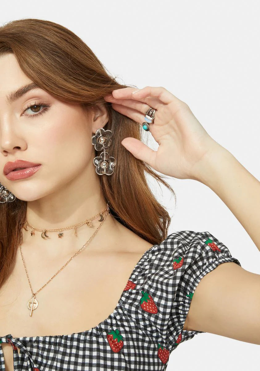 Days With Daisies Clear Flower Earrings