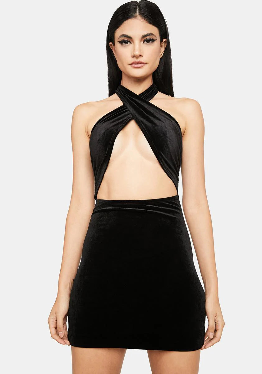 Noir Hand It Over Velvet Dress