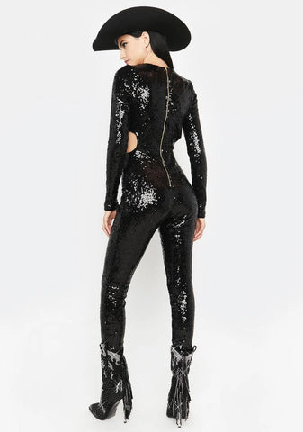 Dark Glimmered Visions Sequin Jumpsuit
