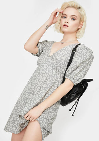 Grey Leopard Elfy Mini Dress