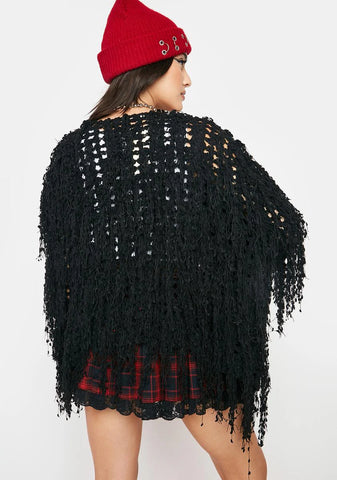 Noir Acknowledge It Crochet Cardigan