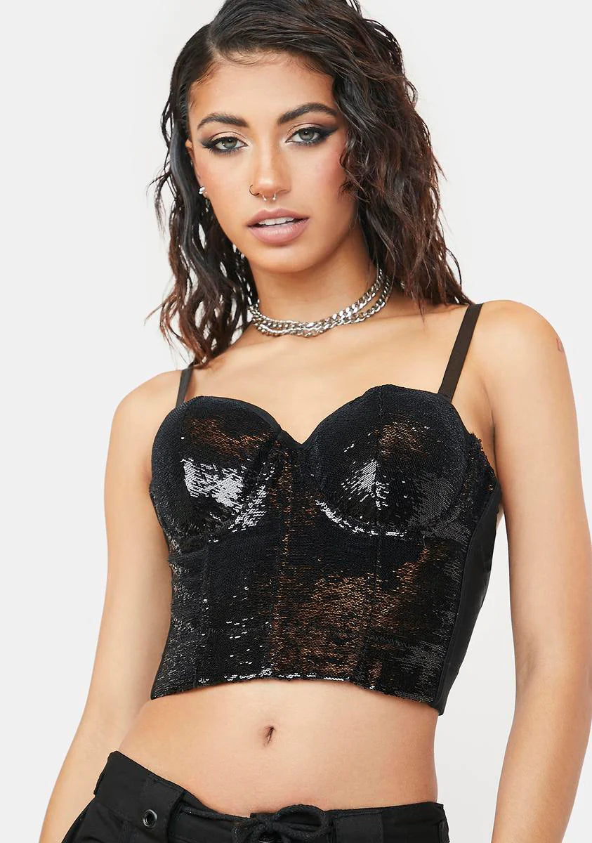 Over The Borderline Sequin Bustier Top