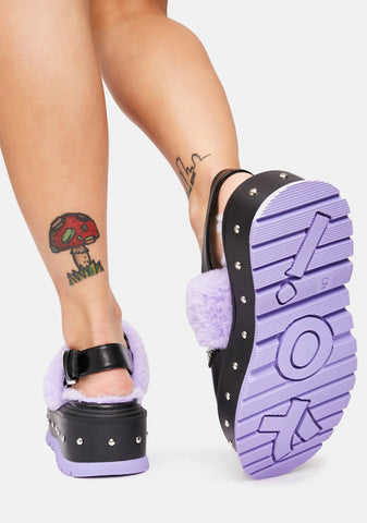 Purple Chibi Faux Fur Sandals