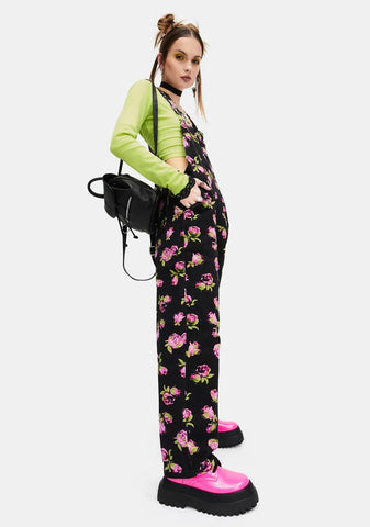 Lost In Yesterday Floral Overalls