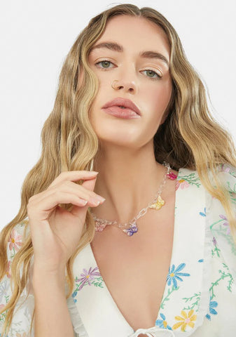 Springtime Wind Butterfly Charm Necklace