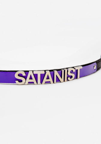 Purple Satanist Vegan Leather Choker