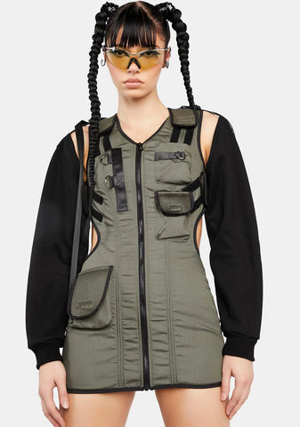 Desert Tactical Dress With Detachable Sleeves